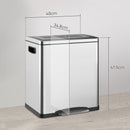 Pattumiera a Pedale 2 Sezioni 15L 40x34,8x47,5 cm in Acciaio Inox e PP  