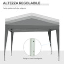 Gazebo da Giardino 3x3 m Pieghevole con 4 Pannelli Laterali in Acciaio e Tessuto Oxford Grigio   