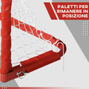 Set 2 Porte da Calcio Pieghevole da Esterno con 4 Picchetti 90x36x60 cm in Acciaio e Tetrolon Rosso