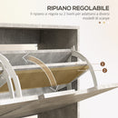 Mobile Scarpiera con 4 Cassetti Ribaltabili 95x26x95 cm a 2 Livelli per 16 Paia in Legno Grigio  