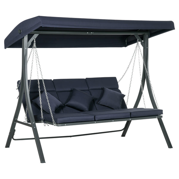 online Dondolo da Giardino 3 Posti 198x118x168 cm Sedute Separate con Chaise Longue Blu Scuro