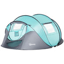 Tenda da Campeggio 3 Persone a Cupola Pop-Up Automatica a Igloo 286x209x122 cm in Poliestere Azzurro