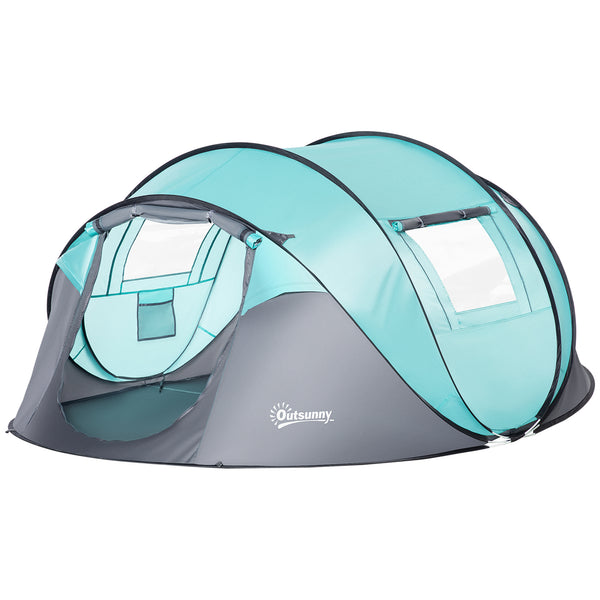 sconto Tenda da Campeggio 3 Persone a Cupola Pop-Up Automatica a Igloo 286x209x122 cm in Poliestere Azzurro