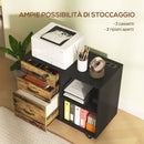 Mobile per Stampante con 3 Cassetti 2 Ripiani Aperti e Foro Passacavi 80x40x65,5 cm in MDF Marrone e Nero-7