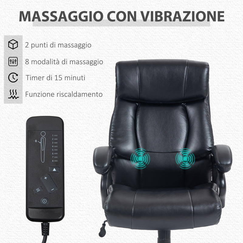 Sedia Poltrona Massaggiante da Ufficio Riscaldata con 2 Punti Massaggio e 8 Programmi Nera-8