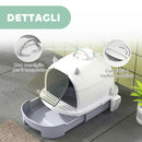 Lettiera per Gatti Chiusa 40,5x52x39 cm con Paletta Filtro e Vassoio Estraibile Grigio   