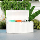 Baule da Esterno 140x68x68 cm Capacità 140L in PE Impermeabile e Scanalato Bianco  