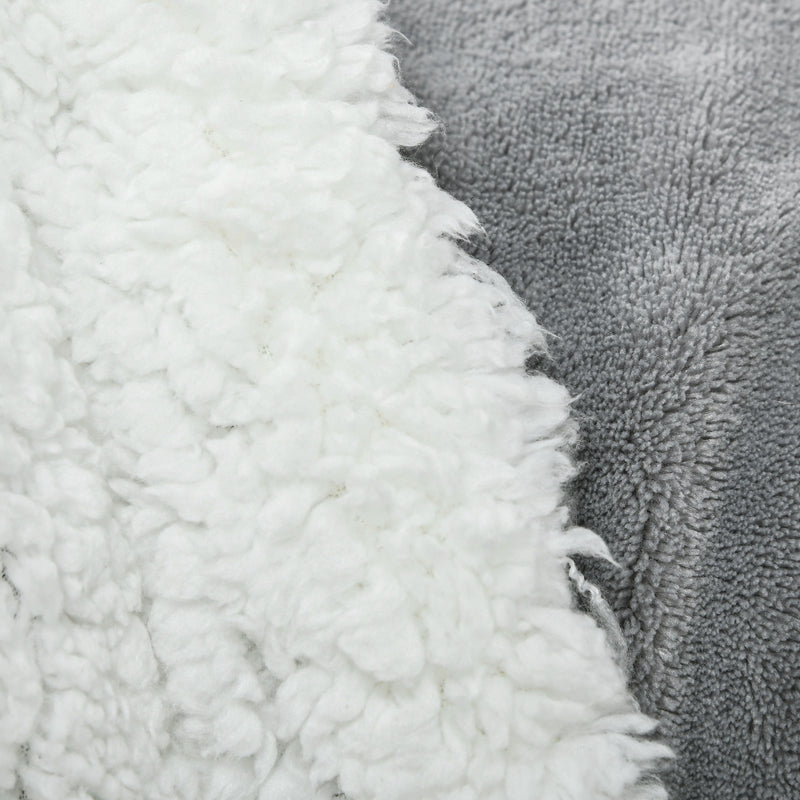 Coperta Plaid Dubleface 203x152x0,5 cm in Flanella 220 GSM e Sherpa 260 GSM Grigio