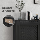 Copritermosifone Traforato a Croce con Ripiano e Fissaggio a Muro 152x19x82 cm in Legno MDF Nero 