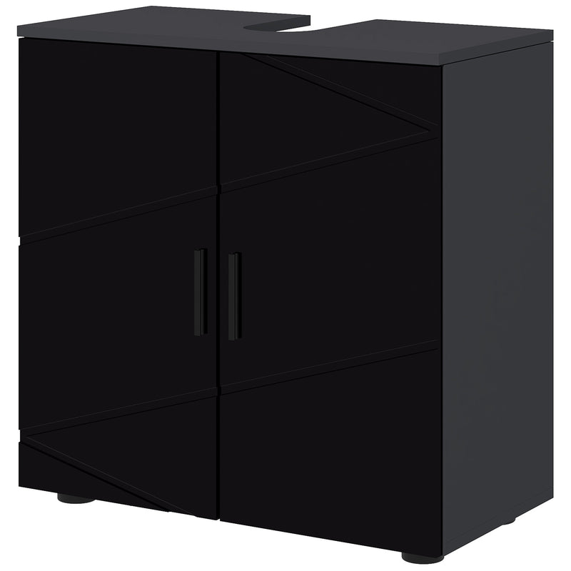 Mobile Sotto Lavabo Bagno 2 Ante 60x30x60 cm in Legno Nero