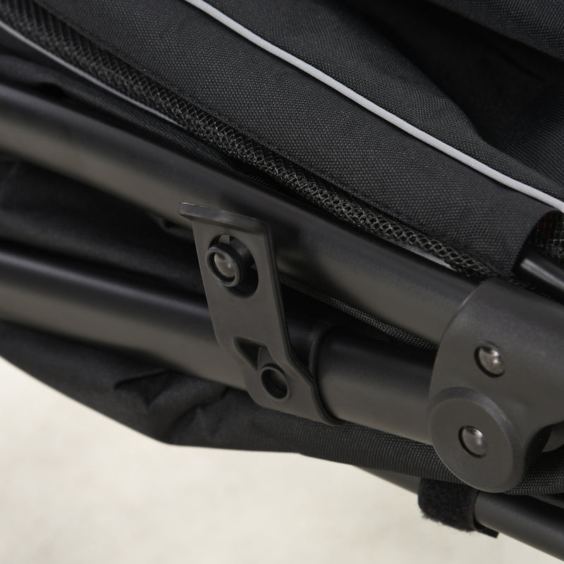 Passeggino per Cani Taglia Media e Grande 112x65x100 cm Pieghevole con Ingressi a Cerniera Nero e Rosso  