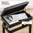 Sgabello per Pianoforte Altezza Regolabile 46-56 cm con Vano Contenitore Nero  