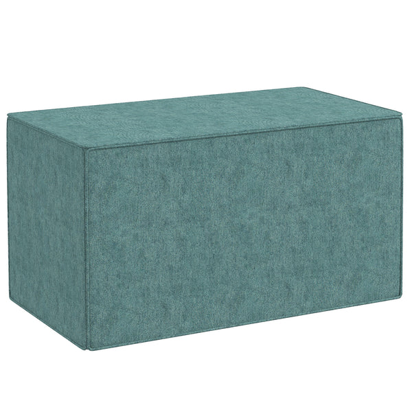 prezzo Pouf Poggiapiedi Rettangolare 75x41x41 cm Rivestimento Rimovibile in Tessuto Effetto Lino Verde