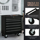 Carrello Porta Utensili da Officina con 7 Cassetti Serratura con Chiavi 69x33x75 cm Nero