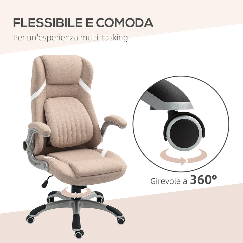 Sedia Operativa da Ufficio Reclinabile 68x76x109-117 cm Marrone Chiaro 