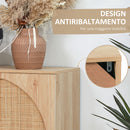 Credenza 80x39x101,8 cm in Legno e Rattan  Naturale