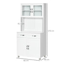 Mobile Dispensa da Cucina 80x48x170 cm con Ante in Vetro Bianco   