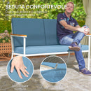 Set  5 Pezzi da Esterno Divano 2 Poltrone e 2 Tavolini in Vetro Azzurro   