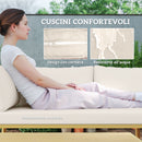 Set 4 Pezzi da Esterno 2 Divani con Cuscini e 2 Tavolini in Rattan PE Colore Legno   