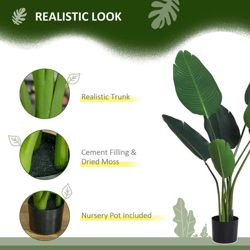 Pianta Artificiale Uccello del Paradiso da Interno e Esterno H120 cm con Vaso Verde