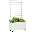 Fioriera da Esterno 76x30x155 cm con Grigliato per Rampicanti in Legno Bianco