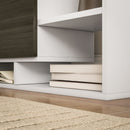 Mobile TV Ripiani e Armadietto a Ribalta con Mensola a Muro 153,6x25x42 cm Bianco e Nero 