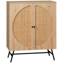 Credenza 80x39x101,8 cm in Legno e Rattan  Naturale