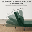 Divano Letto Singolo con Schienale Regolabile 102x73x81 cm in Tessuto Effetto Velluto Verde  