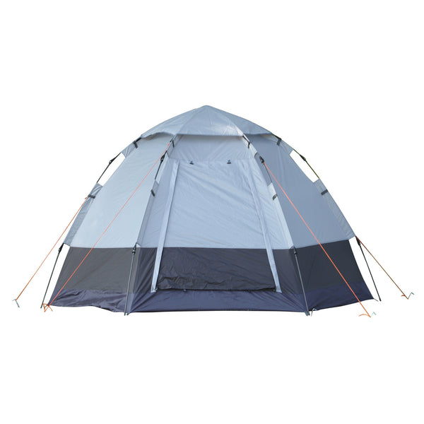 online Tenda da Campeggio 4 Posti in Acciaio e Tessuto Oxford 2,6x2,6x1,5m con Apertura Automatica e Accessori Grigia e Nera