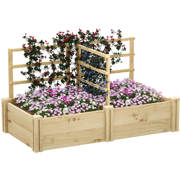 acquista Letto per Orto  119x62,5x64 cm con 3 Tralicci e 2 Fioriere con Fondo Aperto in Legno di Abete