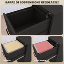 Cassettiera da Ufficio Schedario  Portadocumenti a 3 Cassetti 36,5x46,2x99 cm in Acciaio Nero