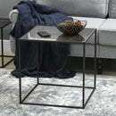 Set 3 Tavolini Quadrati Impilabili in Acciaio e Vetro Temperato Nero e Effetto Marmo