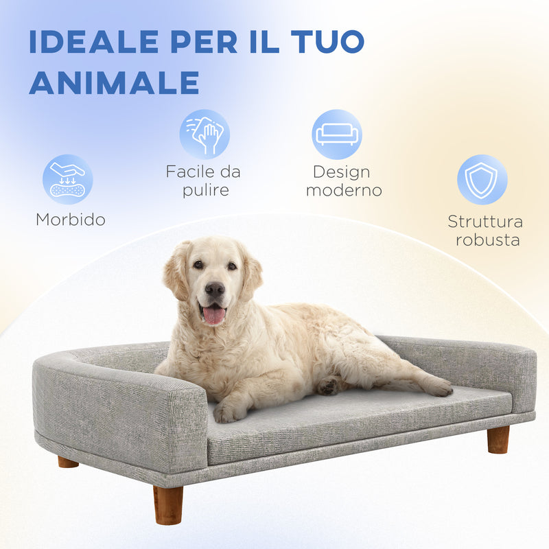 Cuccia per Cani di Taglia Grande Divano con Cuscino Sfoderabile 98x67x25 cm Grigio  