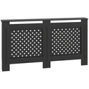 Copritermosifone Traforato a Croce con Ripiano e Fissaggio a Muro 152x19x82 cm in Legno MDF Nero 