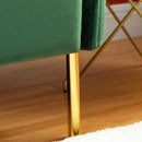 Divano 3 Posti 195x88x76 cm in Acciaio e Tessuto Vellutato Verde