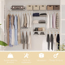 Organizer in Acciaio da Parete 249,4x38,8x162 cm 9 Ripiani Regolabili e 5 Aste per Appendere in Acciaio Bianco