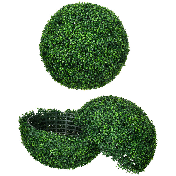 Set di 2 Piante Arteficiali Finte Sfera di Bosso Ø50 cm per Interno ed Esterno Verde sconto