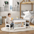 Set Tavolino per Bambini e 2 Sedie Piano del Tavolo 2 in 1 con Lavagna e Contenitori Grigio