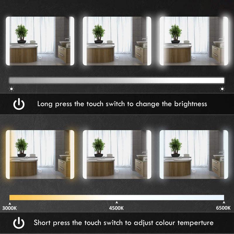 Specchio Bagno con LED a 3 Temperature e Interruttore Touch 70x50 cm Antiappannamento 