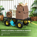 Carrello da Giardino 104x54x51 cm Capacità 200 kg con Pareti Laterali Rimovibili in Acciaio Nero e Giallo 