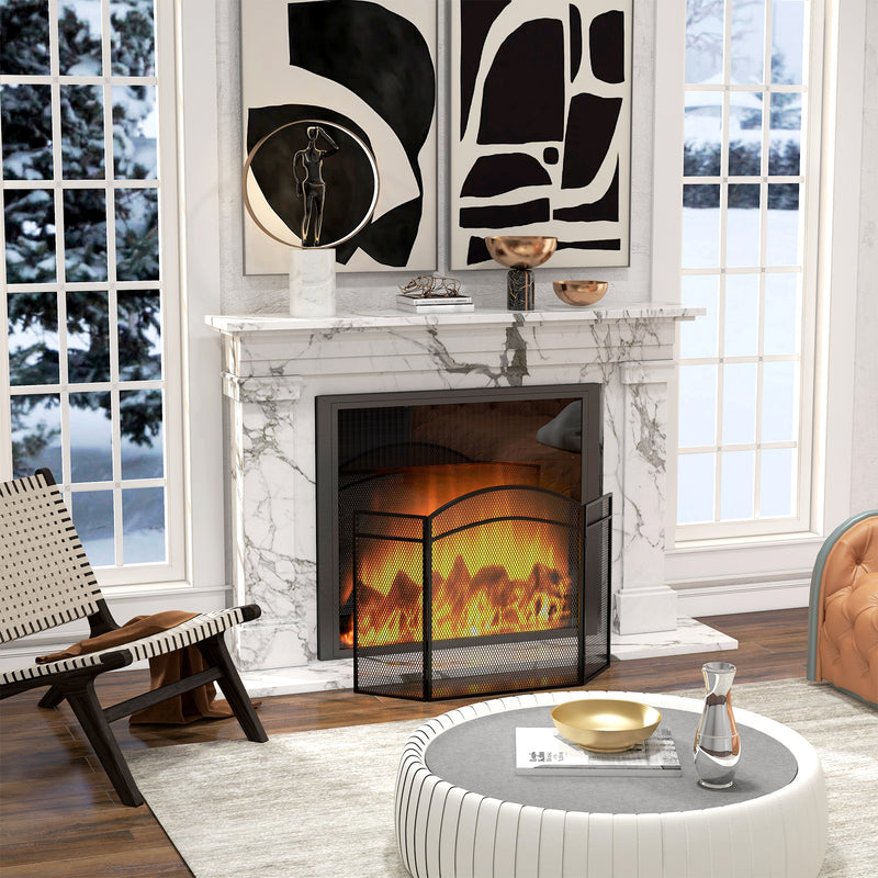 Parascintille con Antine 96x60cm Pieghevole a 3 Pannelli in Metallo Nero 