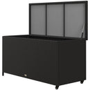 Baule da Giardino con Ruote 121x57x67 cm in Rattan PE Nero