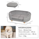 Cuccia Divano per Cani e Gatti Taglia Piccola 86x55x33 cm Grigio Chiaro 