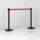 2 Colonnine Tendinastro di 2 m in Acciaio Inox Nero  Ø32x90 cm Nastro Rosso
