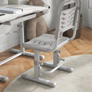 Banco Studio Scuola per Bambini 80x54,5x104 cm con Sedia Regolabile e Piano Inclinabile Grigio