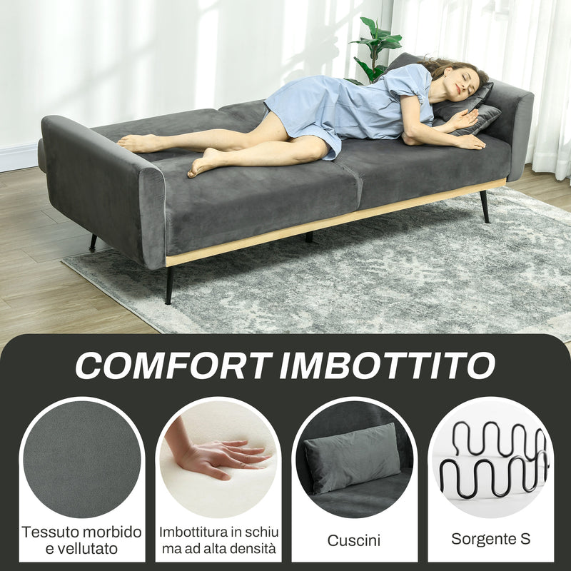 Divano Letto Singolo Clic Clac 206x81x83 cm in Tessuto Effetto