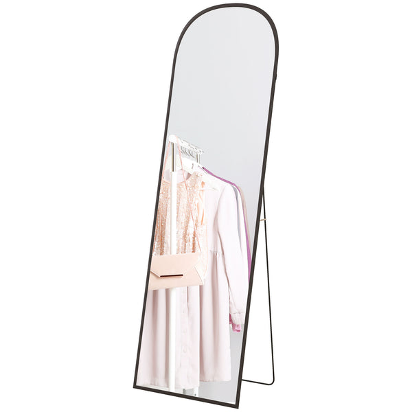 Specchio da Terra e Parete Moderno con Supporto Pieghevole 50x161,5 cm in Lega di Alluminio Nero acquista