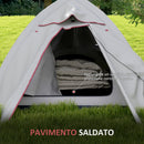 Tenda da Campeggio con Borsa da Trasporto 300x135x110 cm in Poliestere e Alluminio Grigio Chiaro-5