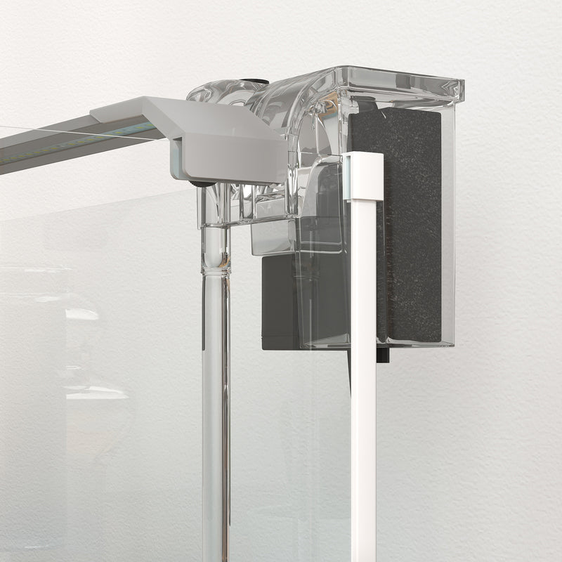 Acquario in Vetro con Luci LED da 20L 38x26x27 cm Filtro e Pompa d'Acqua Bianco   