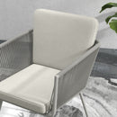 Set da Giardino 2 Sedie in Stile Boho e Tavolino in Vetro in Rattan Grigio Chiaro   